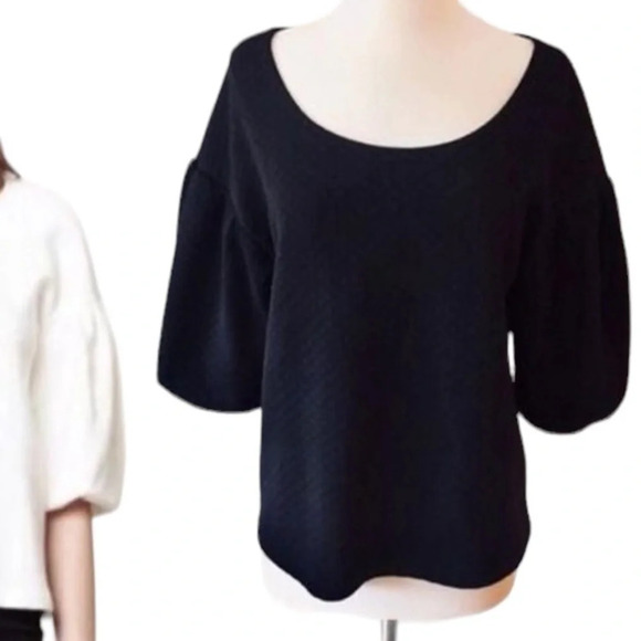 Anthropologie sz small black puff sleeve blouse in excellent like-new condition - Picture 1 of 5